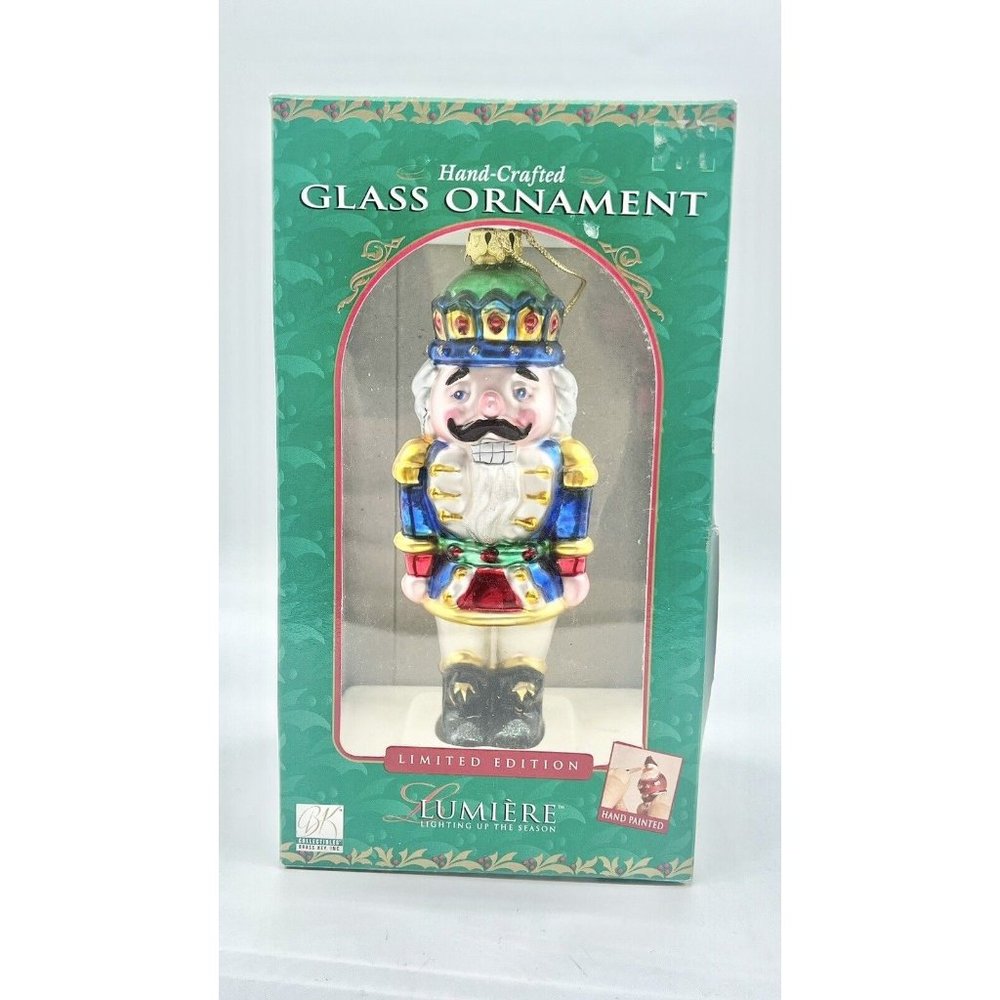 VTG 1999 Lumiere Hand Blown Glass Toy Soldier Nutcracker Ornament